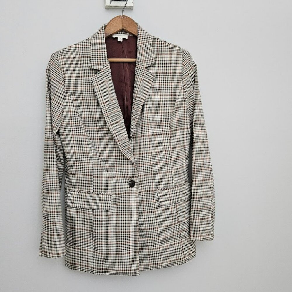 Orange Creek Plaid Professional Officewear Structured Blazer Medium